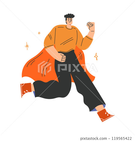 Man Superhero Character Wearing Cloak Have Super Power Vector Illustration Man Superhero Character Wearing Cloak Have Super Power Vector Illustration 119565422