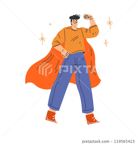 Man Superhero Character Wearing Cloak Have Super Power Vector Illustration 119565423