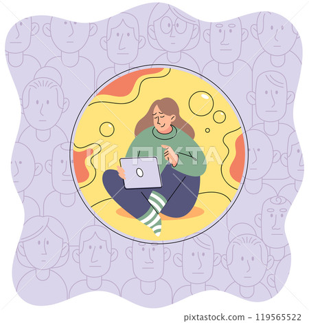 Personal space vector illustration. Creating safe zone within our personal space helps us feel secure and protected Public spaces often require different level personal space compared to private Personal space vector illustration. Creating safe zone within our personal space helps us feel secure and protected Public spaces often require different level personal space compared to private 119565522