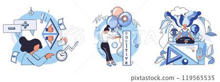 Mindset. A person choosing between negative and positive thoughts. An individual arranging blocks of positivity. A person meditating for clarity and focus. Ideal for positivity, decision-making Mindset. A person choosing between negative and positive thoughts. An individual arranging blocks of positivity. A person meditating for clarity and focus. Ideal for positivity, decision-making 119565535