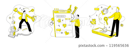 Thought experiment vector illustration. The thought experiment concept acts as guiding star in ship intellectual exploration Analyzing and contemplating lead to innovative decisions born 119565636