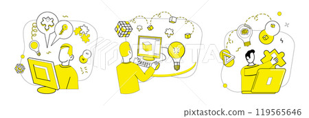 Thought experiment vector illustration. Success flourishes where contemplation and strategy converge in realm thought experiments The thought experiment concept acts as guiding star in ship Thought experiment vector illustration. Success flourishes where contemplation and strategy converge in realm thought experiments The thought experiment concept acts as guiding star in ship 119565646
