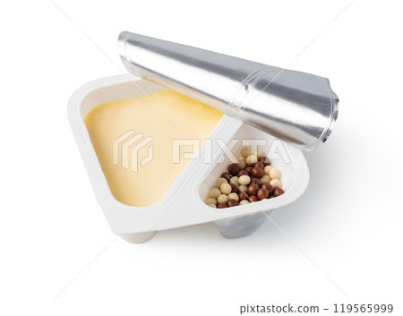 plastic cups with yogurt 119565999