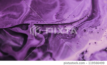 Shimmer acryl drip. Metallic ink. Defocused neon purple black color shiny oil paint flow wet bubble texture abstract art background. Shimmer acryl drip. Metallic ink. Defocused neon purple black color shiny oil paint flow wet bubble texture abstract art background. 119566499