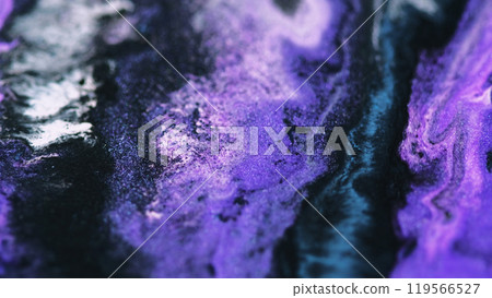 Liquid galaxy. Fluid glitter drip. Defocused purple black white color shimmer paint spill drop flow wave stream abstract art background. Liquid galaxy. Fluid glitter drip. Defocused purple black white color shimmer paint spill drop flow wave stream abstract art background. 119566527