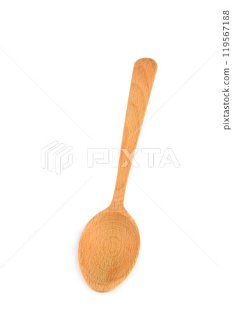 Wooden spoon isolated on white. Vertical photo. Wooden spoon isolated on white. Vertical photo. 119567188