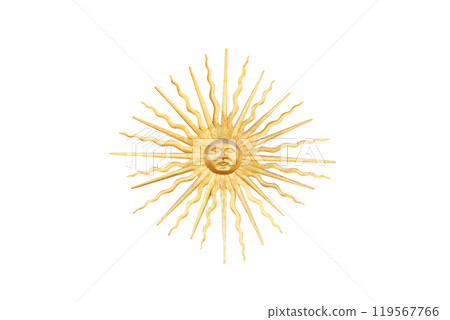 medieval golden sun detail isolated on white background 119567766