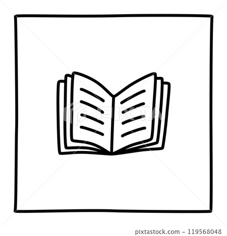 Doodle book icon freehand drawn with thin line in minimalistic style Doodle book icon freehand drawn with thin line in minimalistic style 119568048