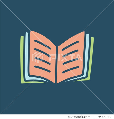 Doodle book icon hand drawn in minimalistic style. Knowledge symbol 119568049