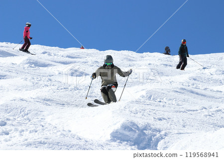 Hakuba Happo-one Ski Resort Moguls on a steep slope 119568941