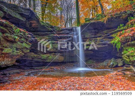 Dundee Falls in Autumn, Beach City Wilderness Area, Ohio Dundee Falls in Autumn, Beach City Wilderness Area, Ohio 119569509