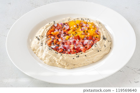 Portion of hummus Portion of hummus 119569640
