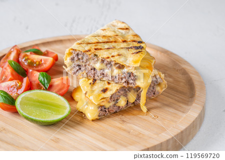 Beef and cheese taco 119569720