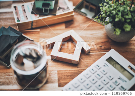 House model and money Real estate business image 119569766