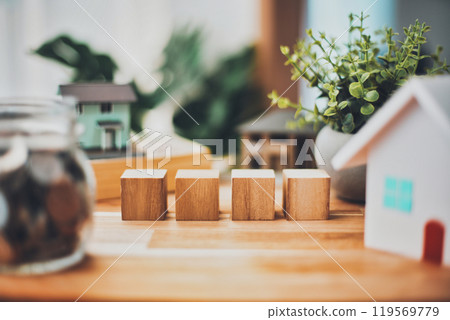 Blank wooden block and real estate business image Blank wooden block and real estate business image 119569779