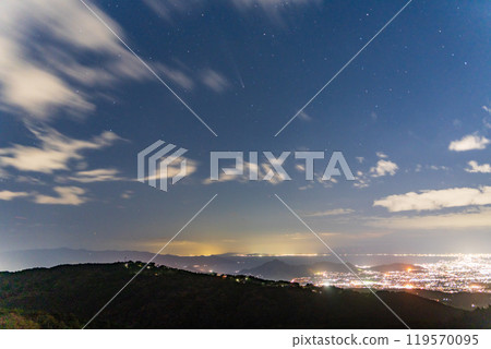 [Shizuoka Prefecture] Shikinzan and Atlas Comet moving away from the sun (above Suruga Bay) 119570095