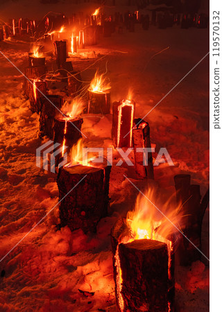 北海道的冬天-白樺樹上的瑞典火炬 北海道的冬天-白樺樹上的瑞典火炬 119570132