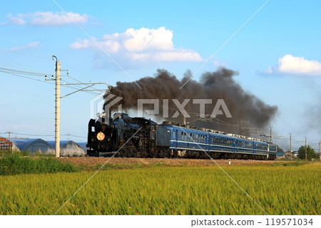 [JR East] C61 type + 12 series + EF65 type rapid train "SL Gunmakiryu" (Ryōmo Line: Isesaki - Komagata) 119571034