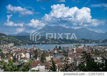 City of Luzern and Reuss river view City of Luzern and Reuss river view 119571051