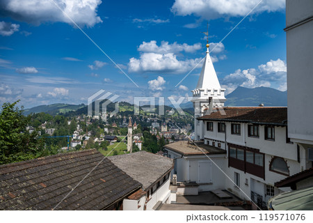 City of Luzern and Reuss river view City of Luzern and Reuss river view 119571076