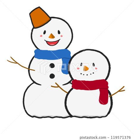 Three-tiered snowman and snowman 119571376