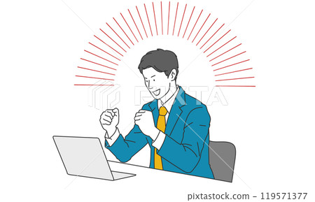 一名商人在電腦前打拳 一名商人在電腦前打拳 119571377