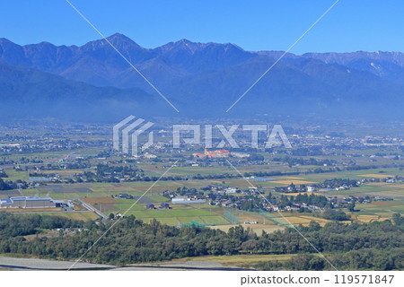 Autumn in Azumino: Morning countryside and the Northern Alps 119571847