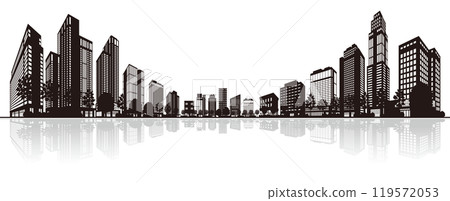 Illustration of a cityscape expressed in shadows. 119572053