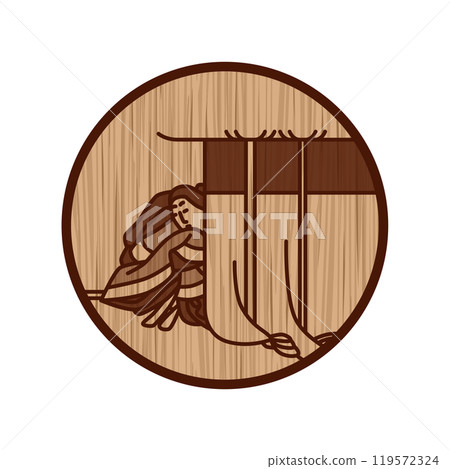 木雕簡單圓形百人一州、紀伊優子公主 木雕簡單圓形百人一州、紀伊優子公主 119572324