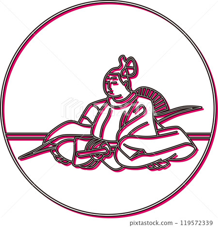 彩色陰影圓形百人一修藤原元俊 119572339