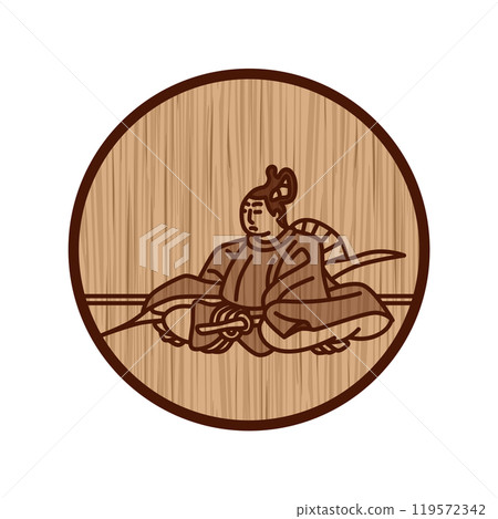 藤原元俊的木雕簡單圓形百人一集 119572342