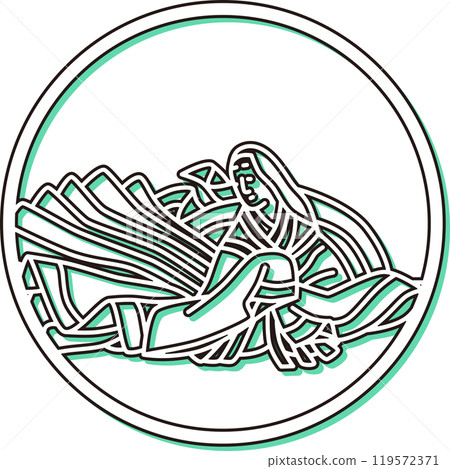 彩色陰影簡單圓形百人一樹大劍門院堀川 彩色陰影簡單圓形百人一樹大劍門院堀川 119572371