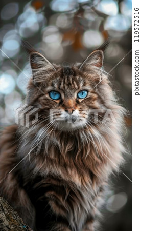 Majestic Persian Cat Portrait with Striking Blue Eyes for Pet Photography Majestic Persian Cat Portrait with Striking Blue Eyes for Pet Photography 119572516