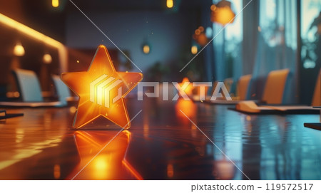 Glowing Star Symbolizing Corporate Goals in Modern Conference Setting 119572517