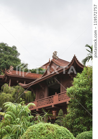 roof under construction with trees 119572757