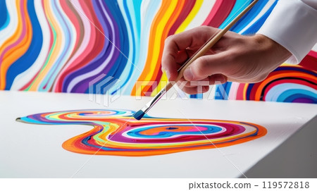 Creativity in Business: Vibrant Abstract Painting for Innovative Design and Print 119572818