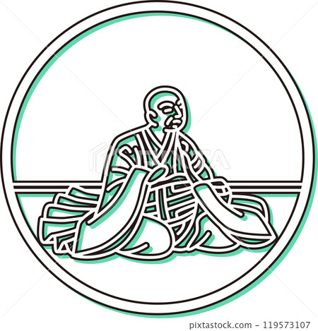 彩色陰影簡單圓形百人一術西行星 119573107