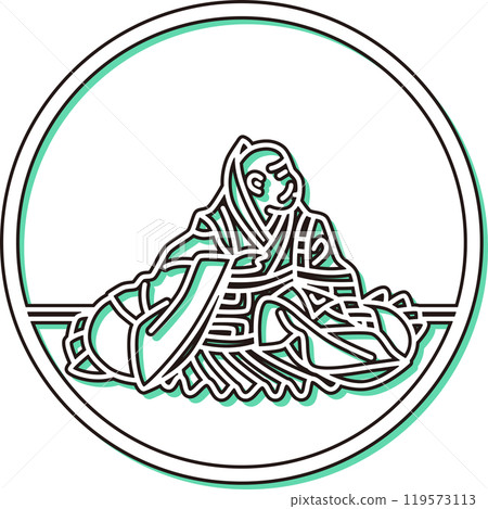 彩色陰影簡單圓形百人一書煉蓮星 119573113