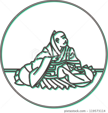 彩色陰影圓形百人一書煉蓮星 119573114