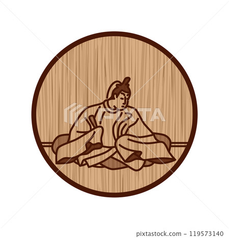 Simple circular wood carving of Hyakunin Isshu by Regent Gokyogoku and former Prime Minister Simple circular wood carving of Hyakunin Isshu by Regent Gokyogoku and former Prime Minister 119573140