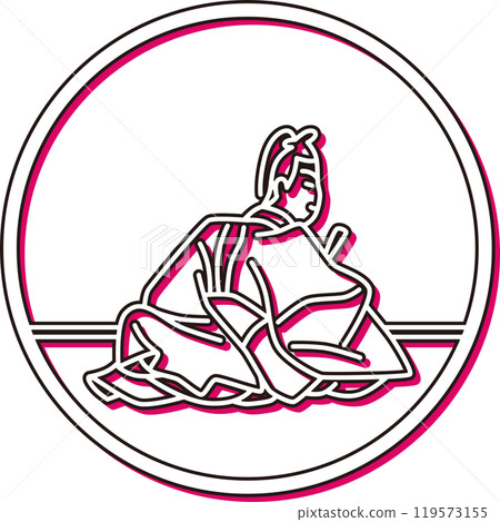 Color shadow simple circle Hyakunin Isshu Kamakura Minister of the Right Color shadow simple circle Hyakunin Isshu Kamakura Minister of the Right 119573155