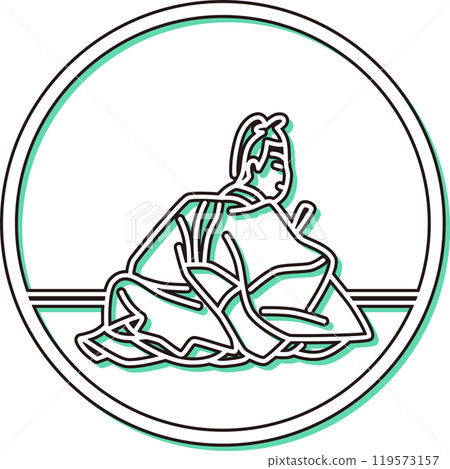 Color shadow simple circle Hyakunin Isshu Kamakura Minister of the Right 119573157