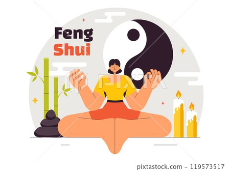 Feng Shui Oriental Philosophy Vector Illustration Featuring Stones and Plants for the Positive Energy of the Five Elements and the Balance of Yin Yang Feng Shui Oriental Philosophy Vector Illustration Featuring Stones and Plants for the Positive Energy of the Five Elements and the Balance of Yin Yang 119573517