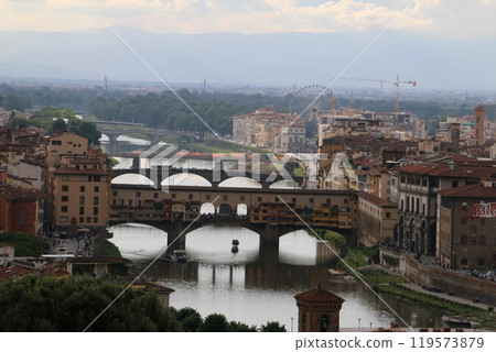 Ponte Vecchio over the historic centre of Florence as seen from Piazzale Michelangelo Ponte Vecchio over the historic centre of Florence as seen from Piazzale Michelangelo 119573879
