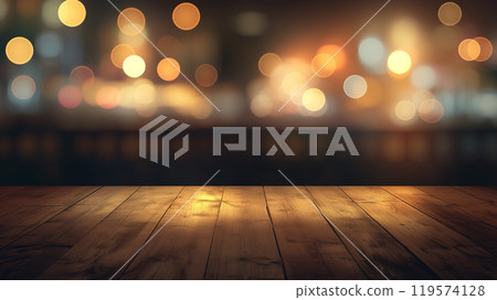 Wooden shelf and light background 119574128