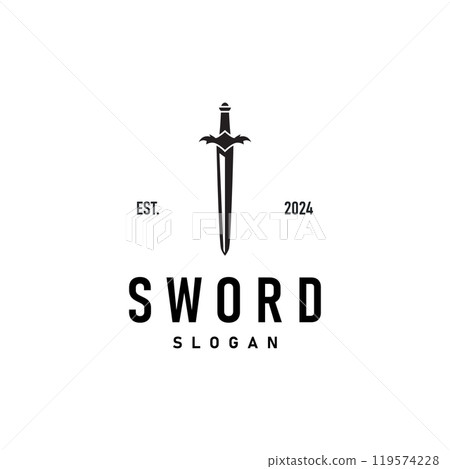 Black silhouette design logo sword war equipment impression blade power Black silhouette design logo sword war equipment impression blade power 119574228