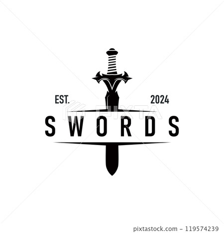 Black silhouette design logo sword war equipment impression blade power Black silhouette design logo sword war equipment impression blade power 119574239