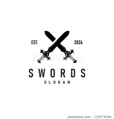 Black silhouette design logo sword war equipment impression blade power Black silhouette design logo sword war equipment impression blade power 119574240