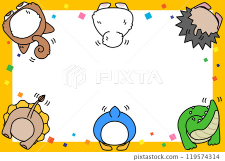 Frame 2A shows cute animals with their butts facing you 119574314