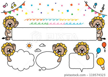 一組可愛的獅子相框 一組可愛的獅子相框 119574323